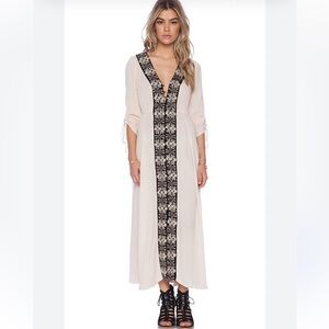 Free People Long Sleeve Dress - Cream and Black